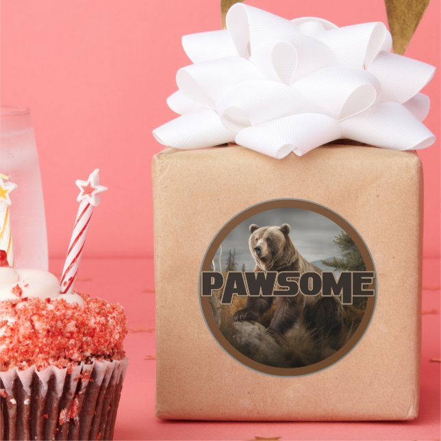 Pawsome Classic Round Sticker (Party)