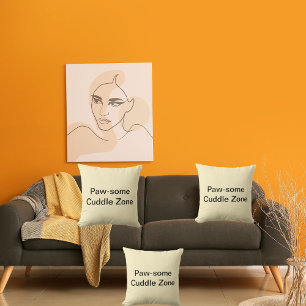 Pawsome Cuddle Zone Cute Cat Personalised Cream Cushion