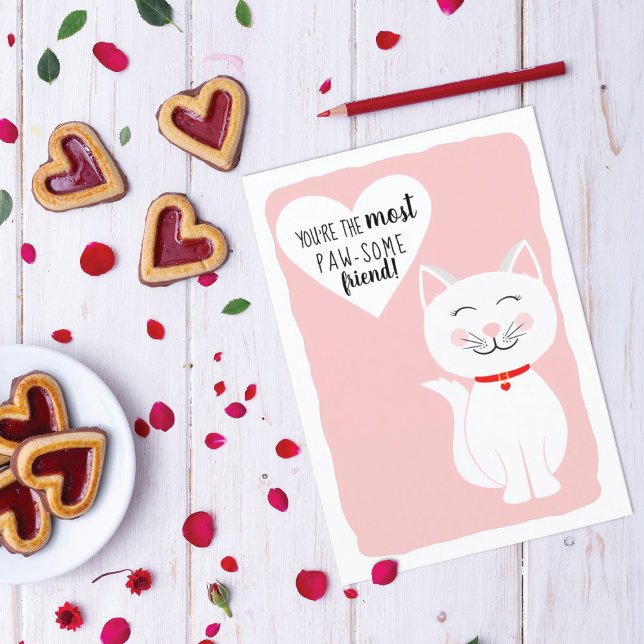 Pawsome Friend Kitty Cat Galentine's Day Greeting Holiday Card (Creator Uploaded)