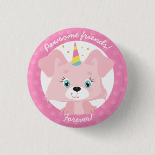 Pawsome Friends Forever Unicorn Puppy Birthday 3 Cm Round Badge