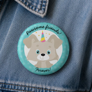 Pawsome Friends Forever Unicorn Puppy Birthday 3 Cm Round Badge