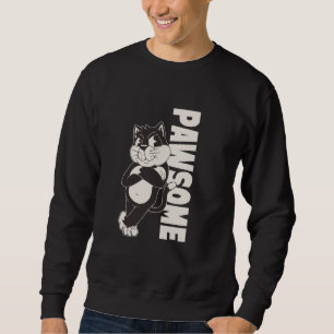 Pawsome Funny Cat Meme Sarcastic Retro Cartoon Ani Sweatshirt