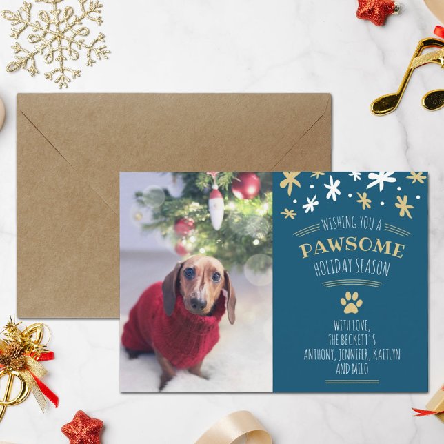 Pawsome Holiday Season Pet Holiday Photo Card (Creator Uploaded)