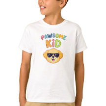 Pawsome Kid Cute Dog T-Shirt for Boys Girls