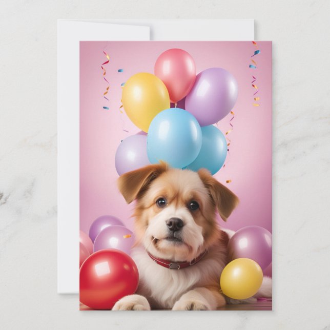 Pawsome Party Pup: Birthday Card Template (Front)