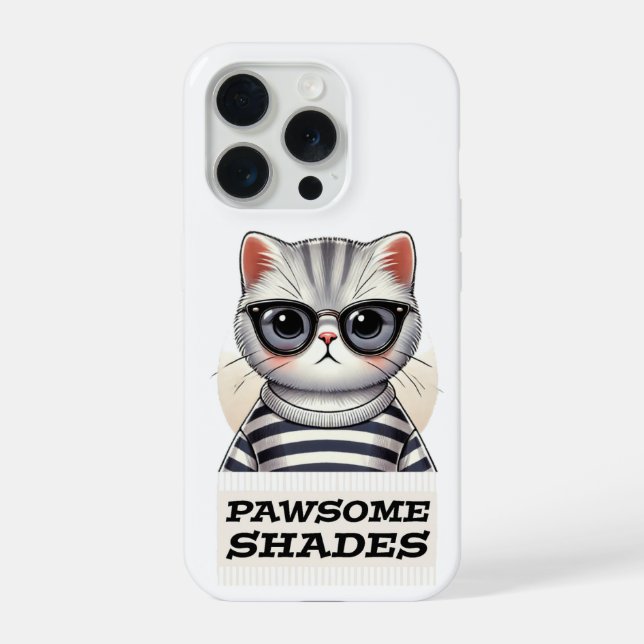 Pawsome Shades – Cool Cat with Sunglasses Design iPhone Case (Back)