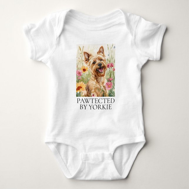 Pawtected by Yorkie Baby Bodysuit Gift (Front)