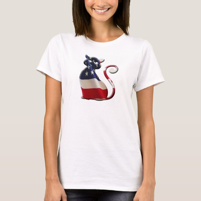 Pawtriotic feline womens shirt design (Front)