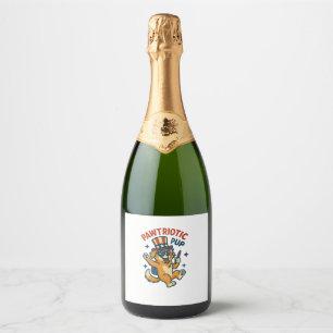 Pawtriotic Pup � Funny 4th of July Dog Shirt Sparkling Wine Label