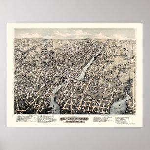 Pawtucket, RI Panoramic Map - 1877 Poster