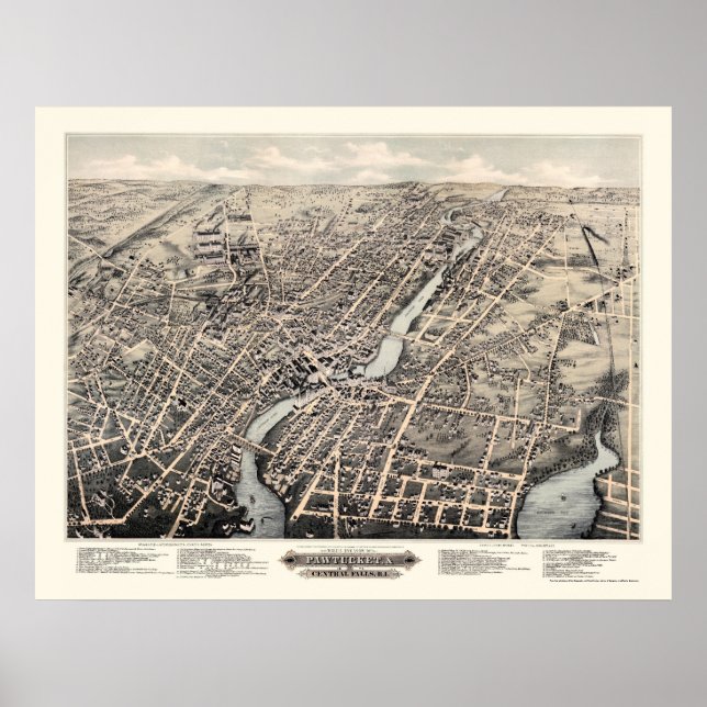 Pawtucket, RI Panoramic Map - 1877 Poster (Front)
