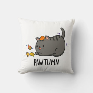 Pawtumn cute Autumn Kitty Cat Pun  Cushion