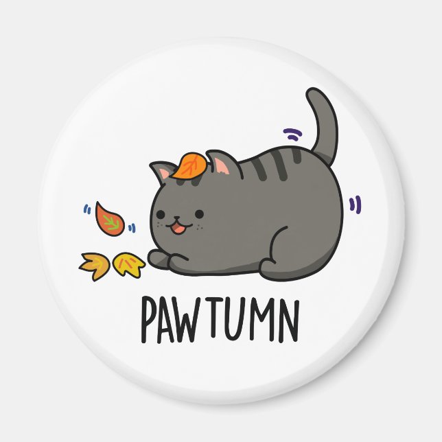 Pawtumn cute Autumn Kitty Cat Pun  Magnet (Front)