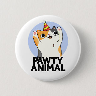 Pawty Animal Cute Party Cat Pun 6 Cm Round Badge