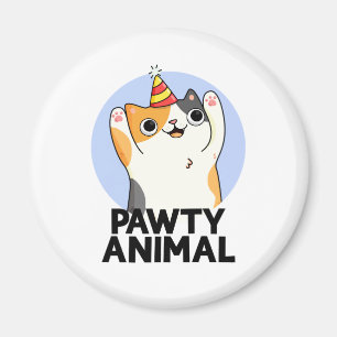 Pawty Animal Cute Party Cat Pun Magnet