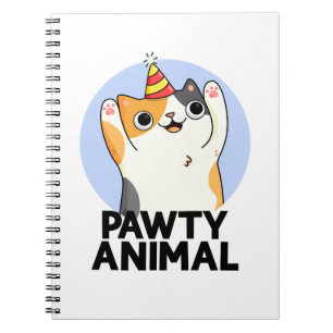 Pawty Animal Cute Party Cat Pun Notebook