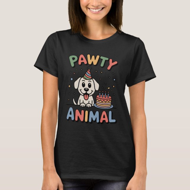 Pawty Animal | Funny Dog Birthday Design  T-Shirt (Front)