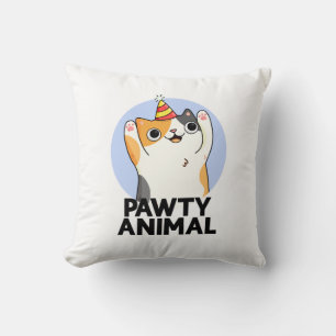 Pawty Animal Funny Party Cat Pun  Cushion