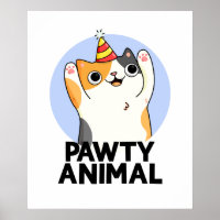 Pawty Animal Funny Party Cat Pun 