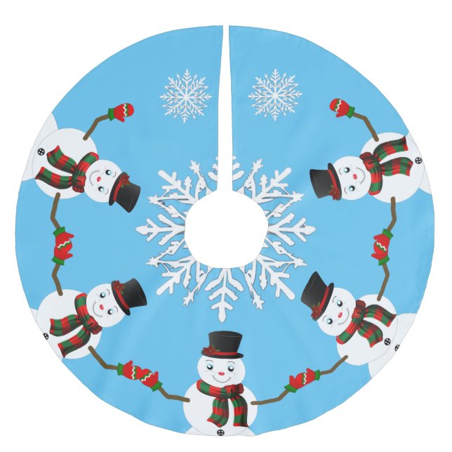 Pax the snowman brushed polyester tree skirt (Front)