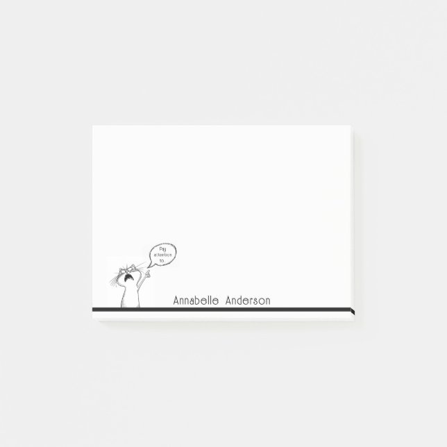 Pay Attention Cat Personalise Notes (Front)