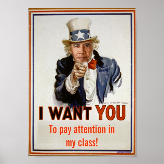 "pay attention in class"  Poster (Front)