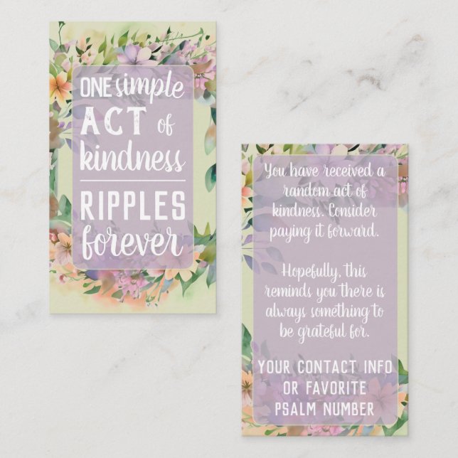 Pay it Forward Random Act Kindness Cute Wildflower Business Card (Front/Back)