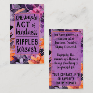 Pay it Forward Random Act Kindness Purple Orange Business Card