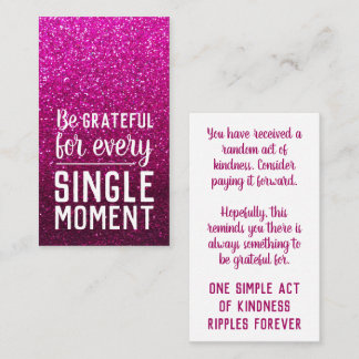 Pay it Forward Random Act of Kindness Hot Pink Business Card