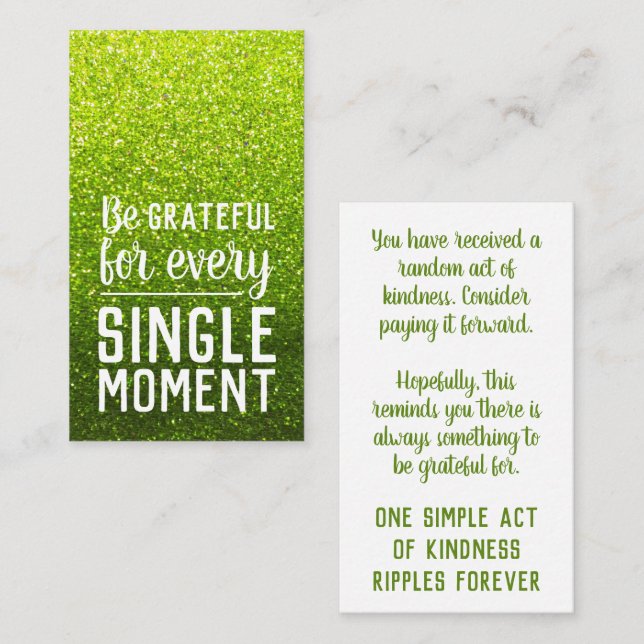 Pay it Forward Random Act of Kindness Lime Green Business Card (Front/Back)