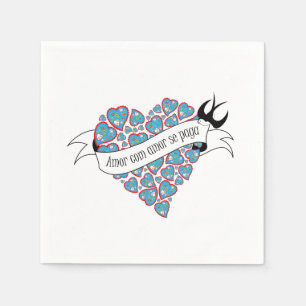 Pay love with love illustrated Portuguese proverb Napkin