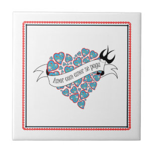 Pay love with love illustrated Portuguese proverb Tile