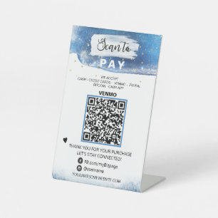 *~* PAY QR code Tabletop Table Tent Pedestal Sign