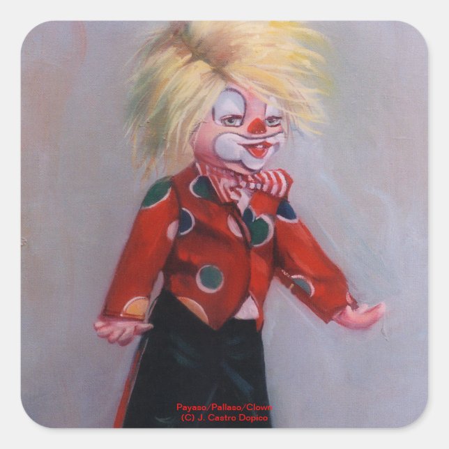 Payaso/Pallaso/Clown Square Sticker (Front)