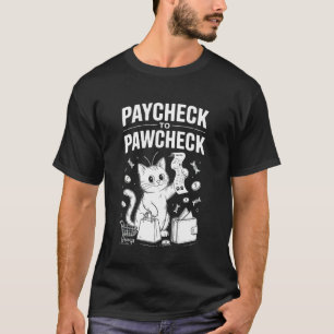 Paycheck to Pawcheck Funny Cat Humour T-Shirt