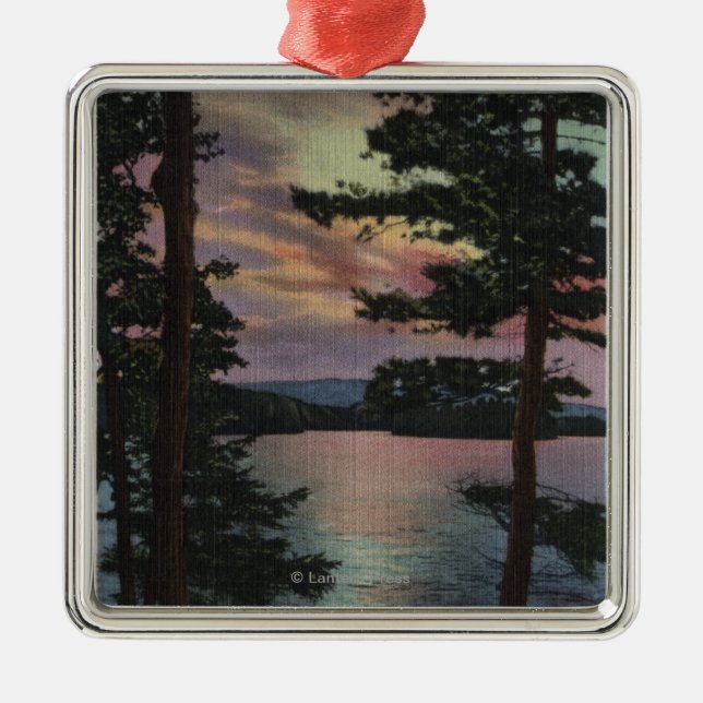 Payette Lake, ID - Evintide on Lake Scene Metal Tree Decoration (Front)