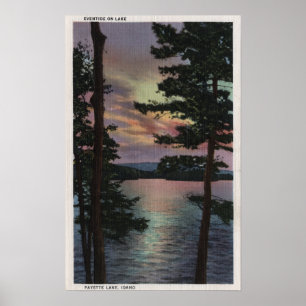 Payette Lake, ID - Evintide on Lake Scene Poster