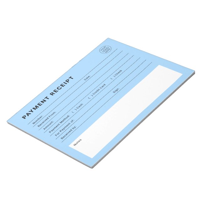 Payment Receipt Business Logo Notepad (Angled)