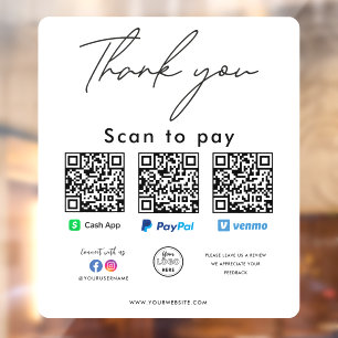 Paypal Cash App Venmo QR Code Logo Thank you