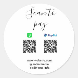 Paypal Cashapp scan to pay QR add business name lo Classic Round Sticker