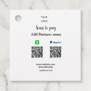 Paypal Cashapp scan to pay QR add business name lo Favour Tags