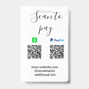 Paypal Cashapp scan to pay QR add business name lo ID Badge