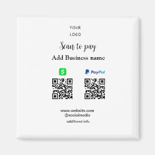 Paypal Cashapp scan to pay QR add business name lo Magnet