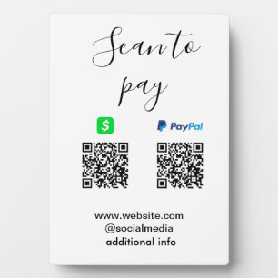 Paypal Cashapp scan to pay QR add business name lo Plaque