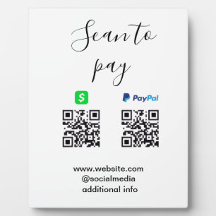 Paypal Cashapp scan to pay QR add business name lo Plaque