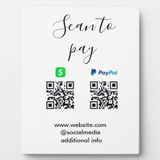 Paypal Cashapp scan to pay QR add business name lo Plaque
