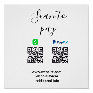 Paypal Cashapp scan to pay QR add business name lo Poster