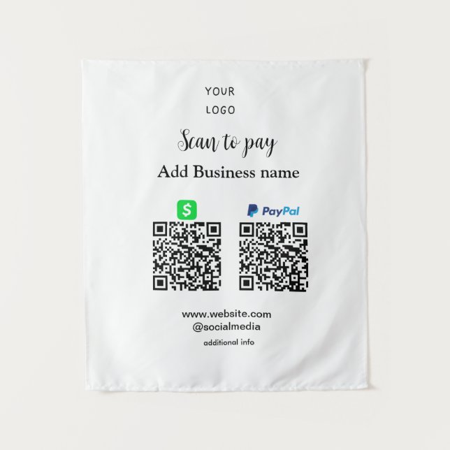 Paypal Cashapp scan to pay QR add business name lo Tapestry (Front)