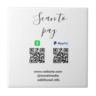 Paypal Cashapp scan to pay QR add business name lo Tile