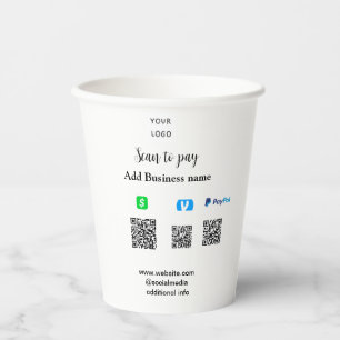 Paypal Cashapp venmo scan to pay QR add business Paper Cups